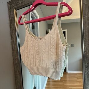 American Eagle | Cream Cable Knit Style Tank